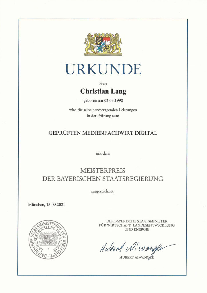 Meisterpreis Christian Lang